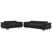 SITZGARNITUR PETER 2+3 - Dunkelgrau Stukture - Dunkelgrau/Graphitfarben, Textil/Metall (262/76/99cm) - MKS