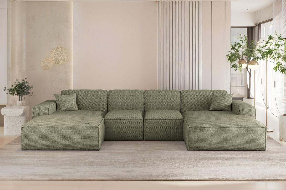 WOHNLANDSCHAFT Celes Premium Xs Artico - Grün, Holzwerkstoff/Textil (342/73/165cm) - Fun Möbel