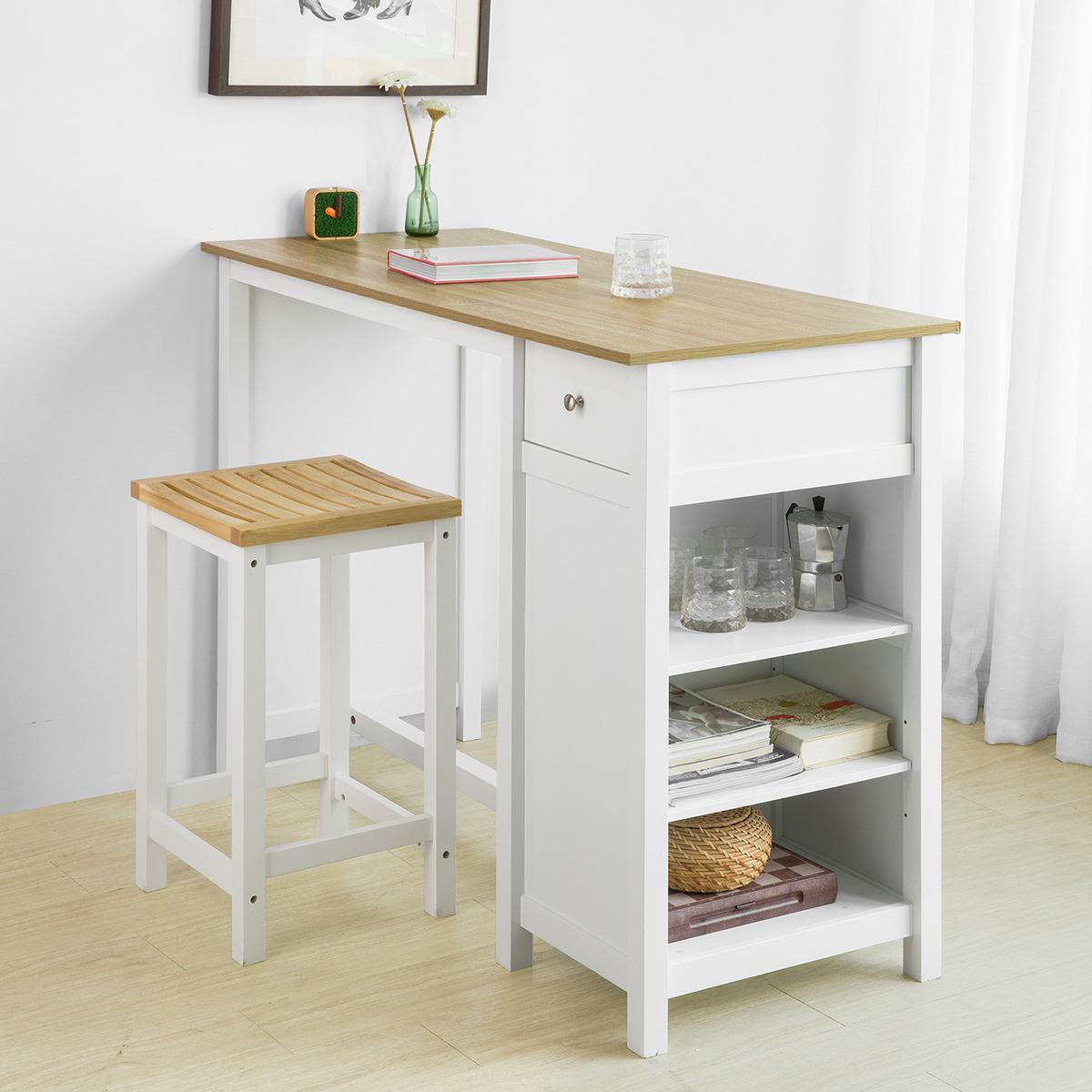 BARTISCH Weiß-Natur - Weiß, Holzwerkstoff (55/120/90cm) - SoBuy