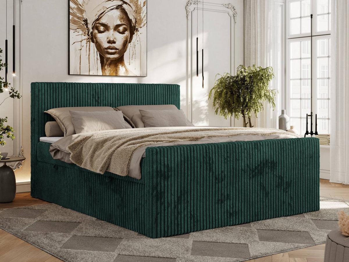 BOXSPRINGBETT TILIANO DUO 140/200 - Dunkelgrün Cord - H3 - Dunkelgrün, Textil (140/200cm) - MKS