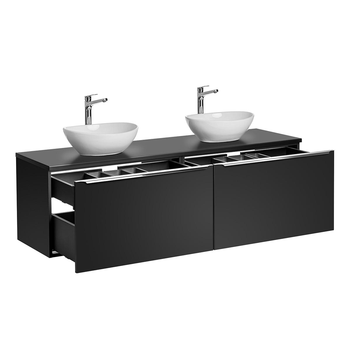 BADMÖBEL 160cm Éros 2er-Set Schwarz - Schwarz, Holzwerkstoff (160/48/46cm) - Petits-meubles