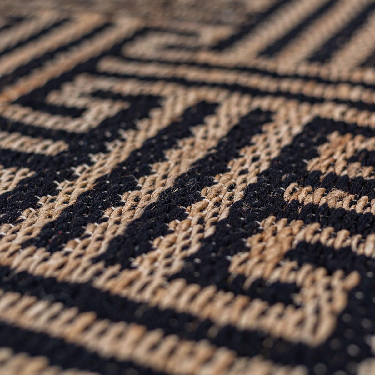JUTETEPPICH CROFT, geometrisch, Natur-Schwarz, 160 x 230 cm - Braun, Textil (230/160cm) - KADIMA DESIGN