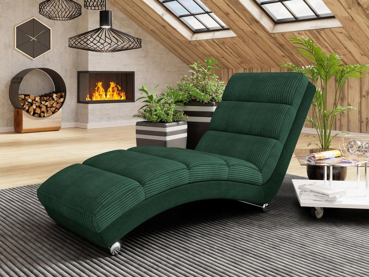 SESSEL Holiday Cord - Chromfarben/Dunkelgrün, Holz/Textil (62/84/180cm) - MIRJAN24