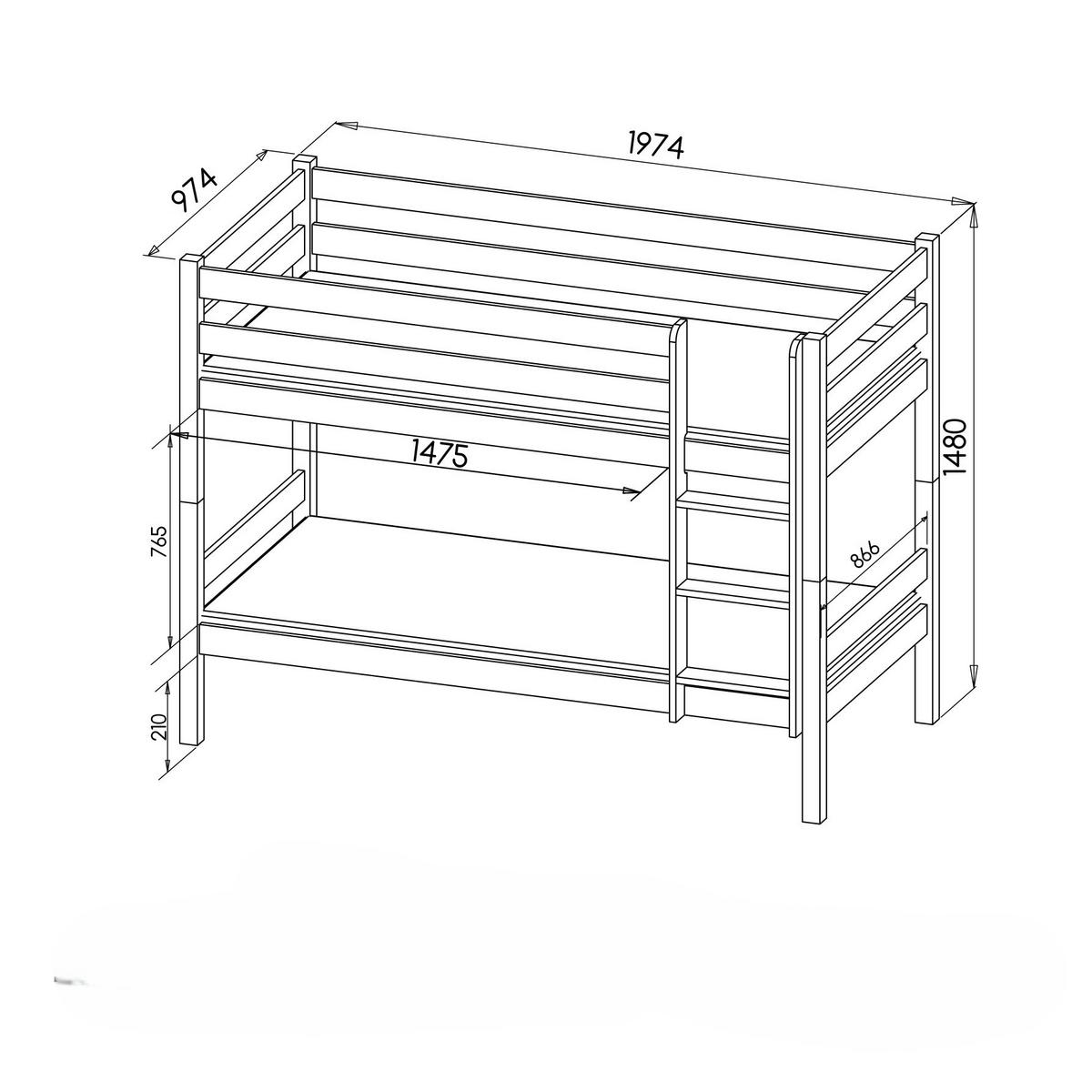 ETAGENBETT SVENO 90x190 cm Anthrazit - Anthrazit, Holz (90/190cm) - MASSENO