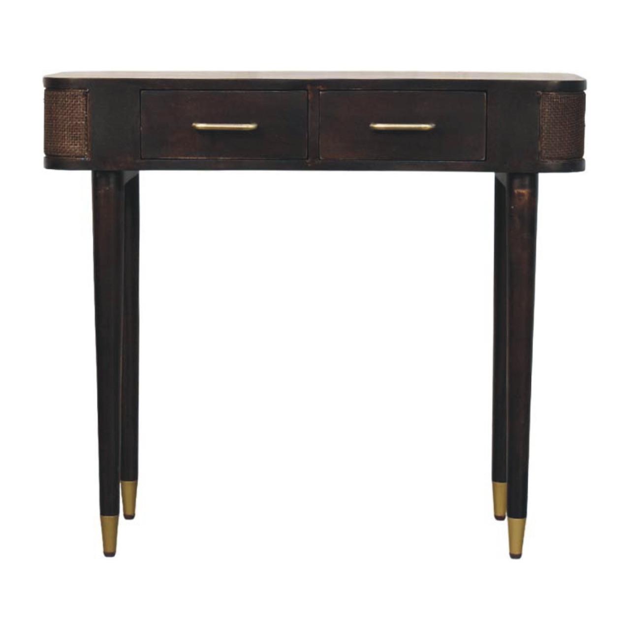 KONSOLENTISCH mit Samt-Mokka-Finish, 2 Schubladen, dunkelbraun - Dunkelbraun, Holz (35/90/80cm) - Artisan Furniture