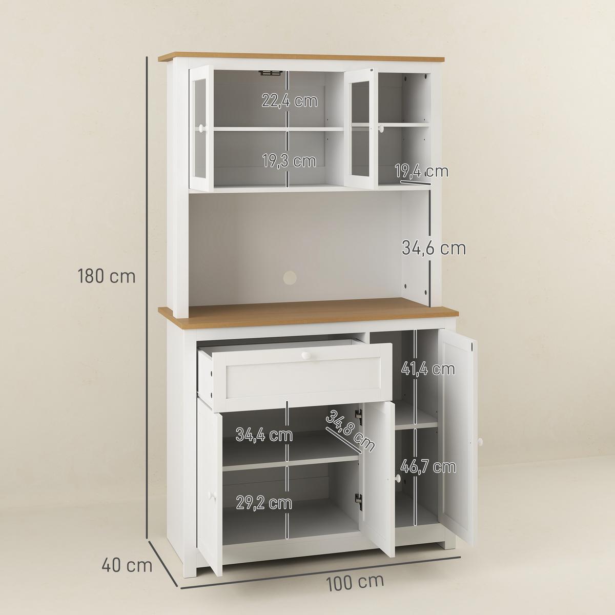 KÜCHENSCHRANK aus MDF 100/40/180 cm Weiß - Weiß, Holzwerkstoff (40/180/100cm) - HOMCOM