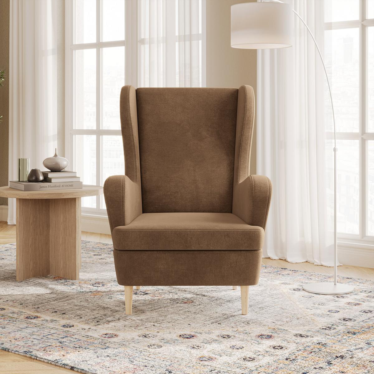 SESSEL VOGERA, Ohrensessel Polstersessel, Beige - Beige, Holz/Holzwerkstoff (78/103/85cm) - MASSENO