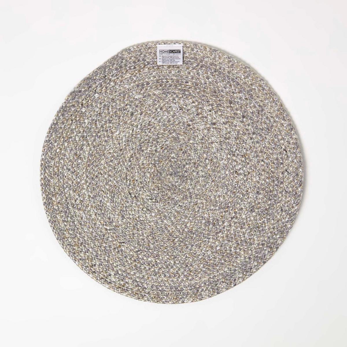 TISCHSET silber im 4er-Set, Platzsets rund geflochten, 40 cm - Silberfarben, Textil (40/40cm) - Homescapes