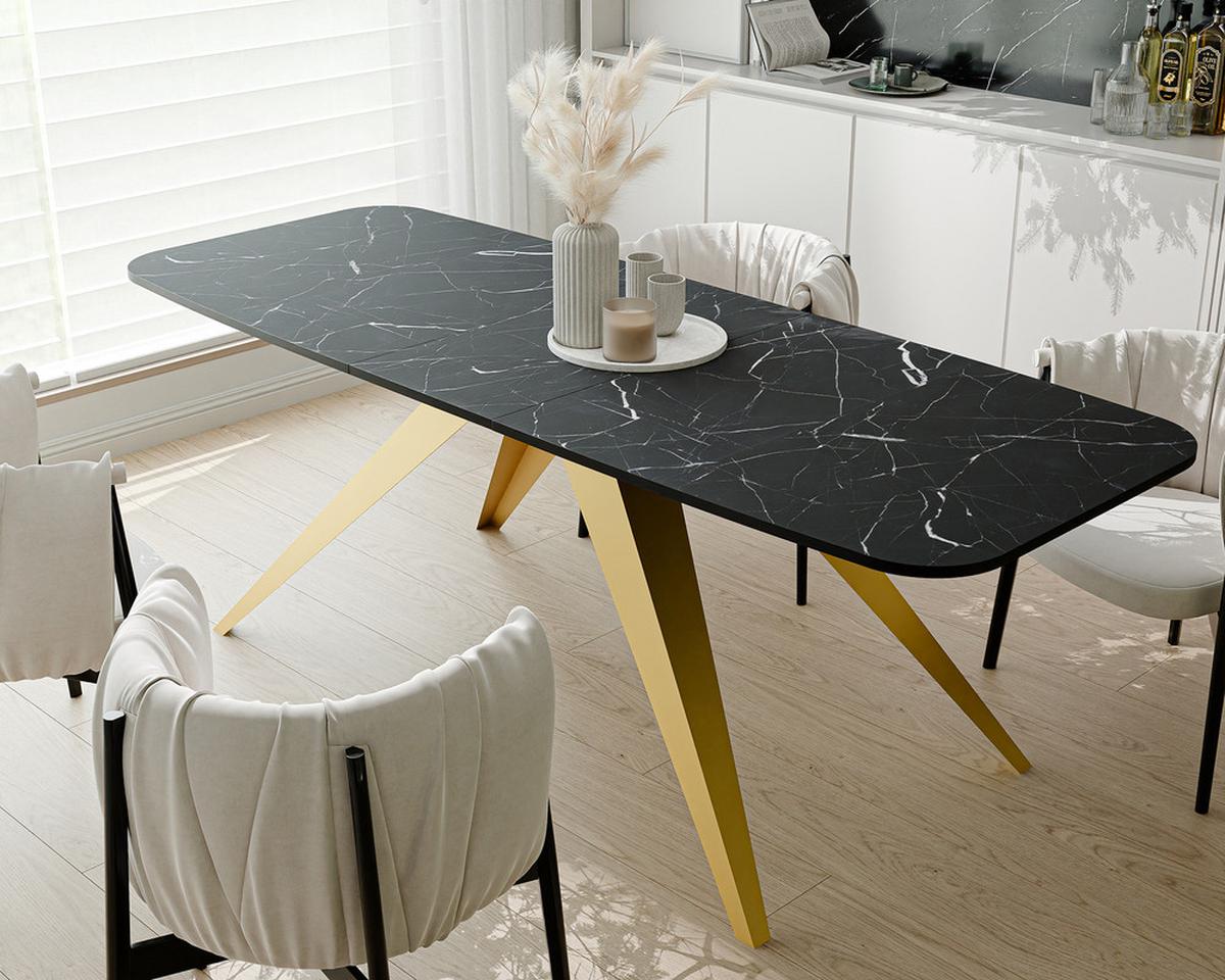AUSZIEHTISCH FENTO 160/80/76 cm, Gold / Grigia Pietra (Steingrau) - Goldfarben/Grau, Holzwerkstoff/Metall (80/160/76cm) - Idohome
