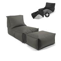 OUTDOOR SITZSACK mit Hocker und Hülle Der Sundowner - Schwarz, Textil (60/65/95cm) - Mokebo