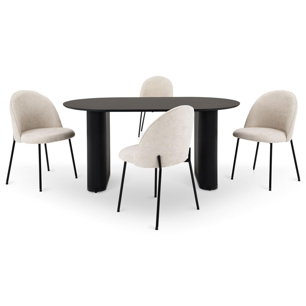 ESSGRUPPE MAXIM CASSIE 5er Set schwarz - Schwarz, Metall (160/76/90cm) - IDIMEX