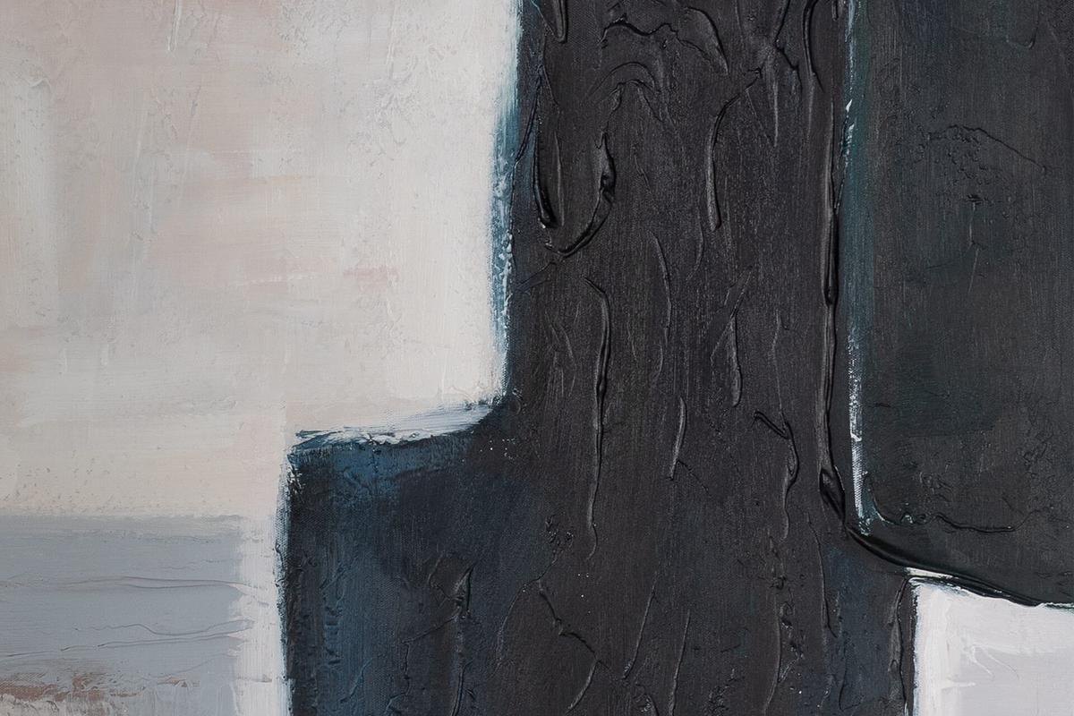 ACRYLBILD HANDGEMALT 75/100 cm - Beige/Schwarz, Holz/Textil (75/100cm) - KUNSTLOFT