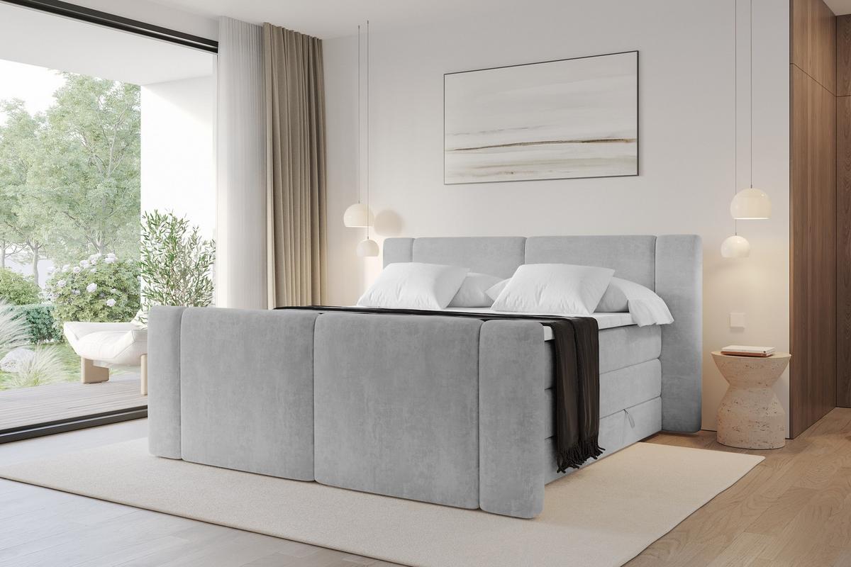 BOXSPRINGBETT mit Matratze H3/H4 - EVON KING Zanozek - 180x200 cm Grau - Greige, Holzwerkstoff (180/200cm) - ALTDECOR