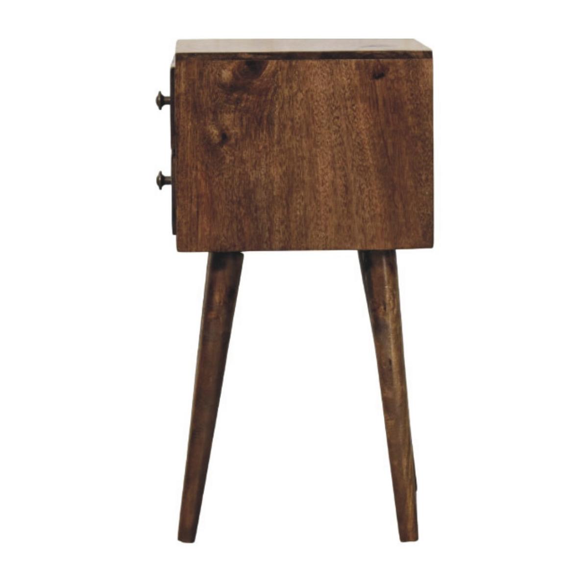 NACHTTISCH Nordic 2 Schubladen Klassisches Grau - Dunkelbraun/Messingfarben, Mangoholz/Holz (30/57/30cm) - Artisan Furniture