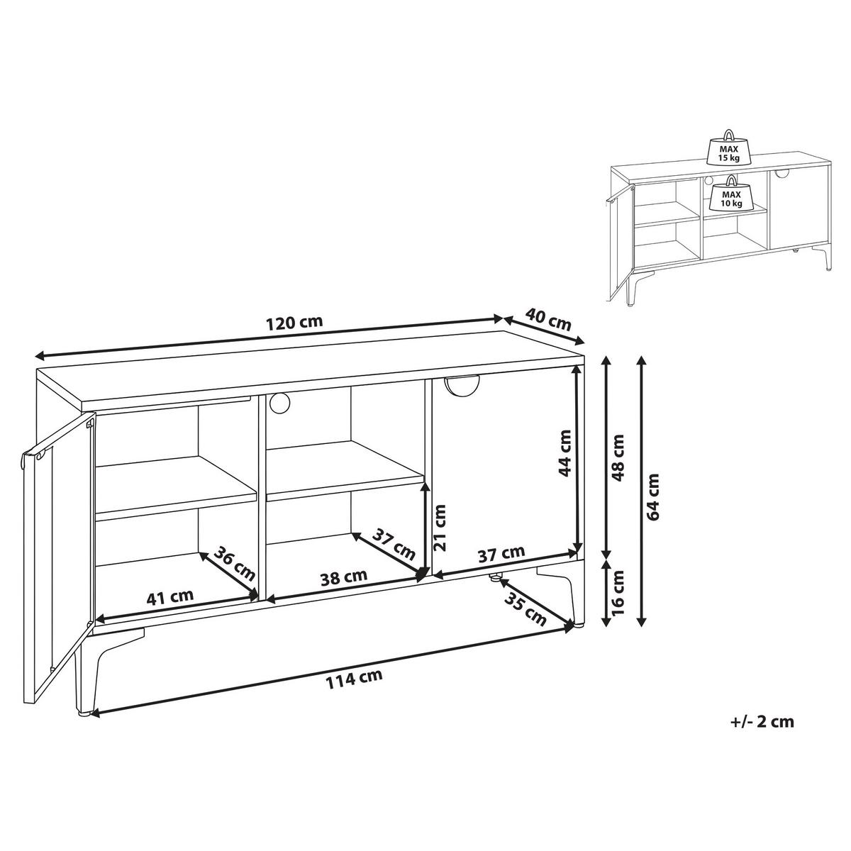 TV-MÖBEL Metall Beige Ardura - Beige, Metall (120/64/40cm) - Beliani