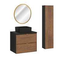 BADMÖBEL 60.2cm Elena 2er-Set Holz und Schwarz - Schwarz, Holzwerkstoff (60.2/52/46cm) - Petits-meubles