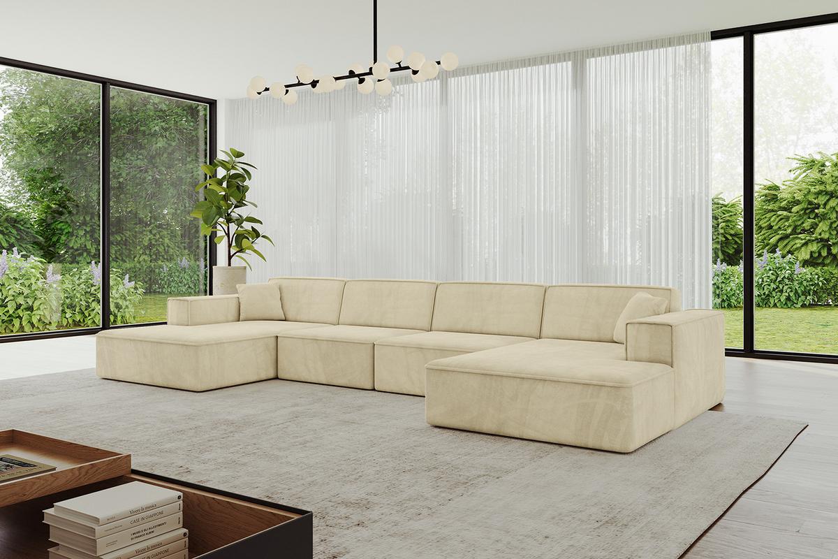 WOHNLANDSCHAFT IREA-U2-v4 - 386x165x77 cm Beige - Taupe, Holzwerkstoff/Textil (386/77/165cm) - ALTDECOR