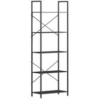 BÜCHERREGAL Standregal mit 5 Ebenen Büroregal Schwarz - Schwarz, Metall (30/170.5/60cm) - HOMCOM