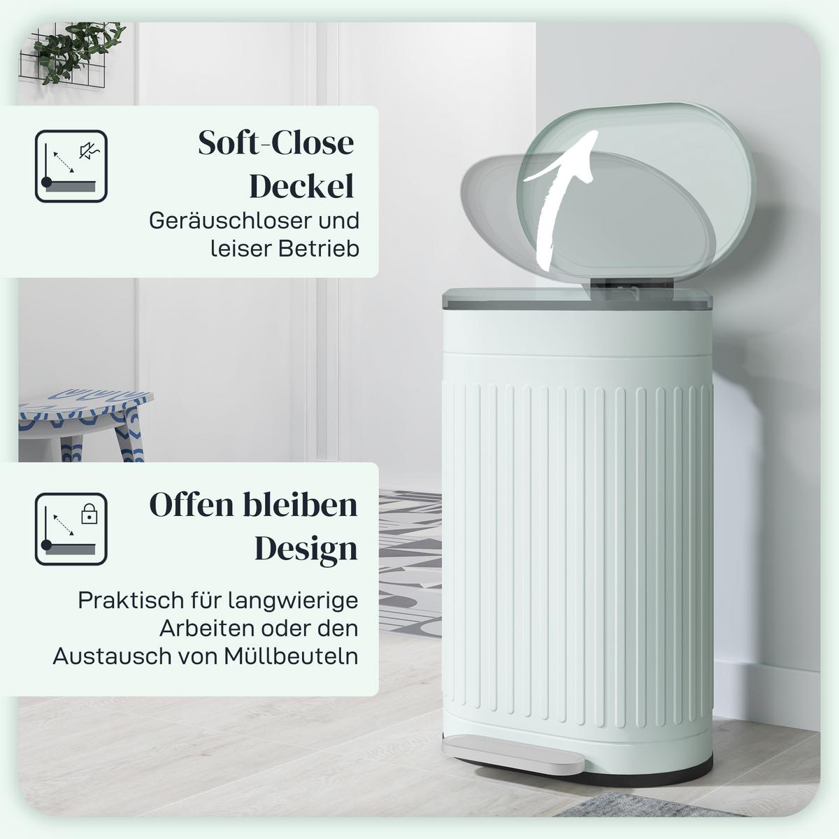MÜLLEIMER 30l Metall Kunststoff Grün - Grün, Metall (31.2/60.8/36.5cm) - HOMCOM