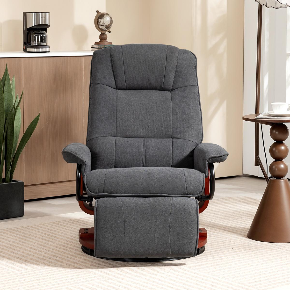 RELAXSESSEL Polyester Grau - Naturfarben/Grau, Holz/Textil (78/100/87cm) - HOMCOM