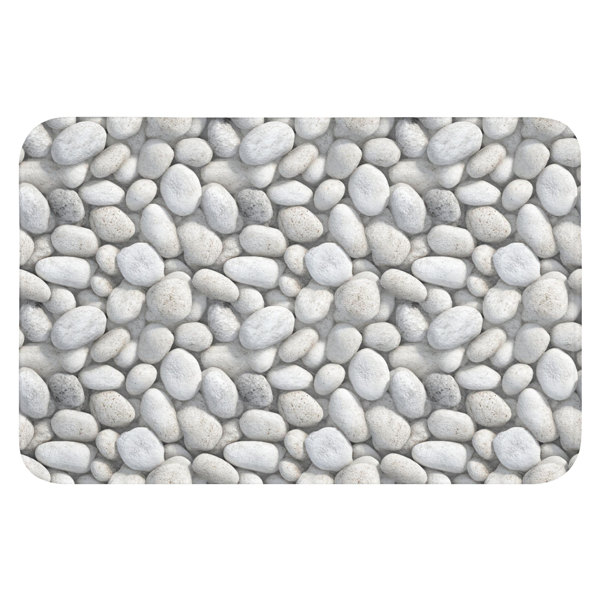 BADEMATTE Steine - Grau - Oval Rutschfest 60x40 cm - Hellgrau, Textil (60/40cm) - OnlyWow