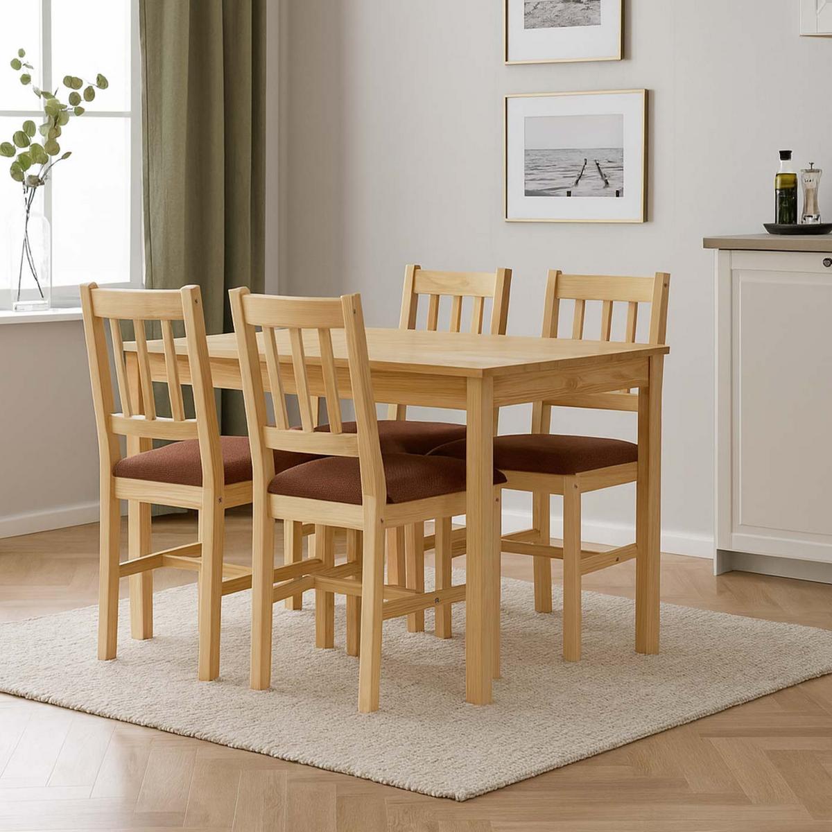 ESSZIMMER-SET Kiefer Dekor - Braun/Kieferfarben, Holz - MCW