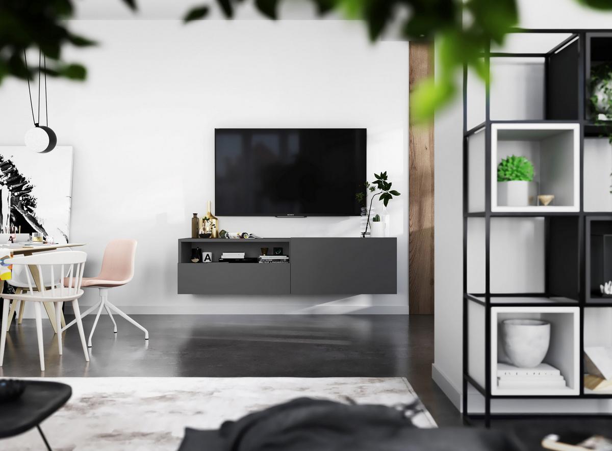 TV-SCHRANK Enjoy Grau matt Loft Schublade 120 cm - Grau, Holzwerkstoff (120/37/35cm) - Meble Lindner