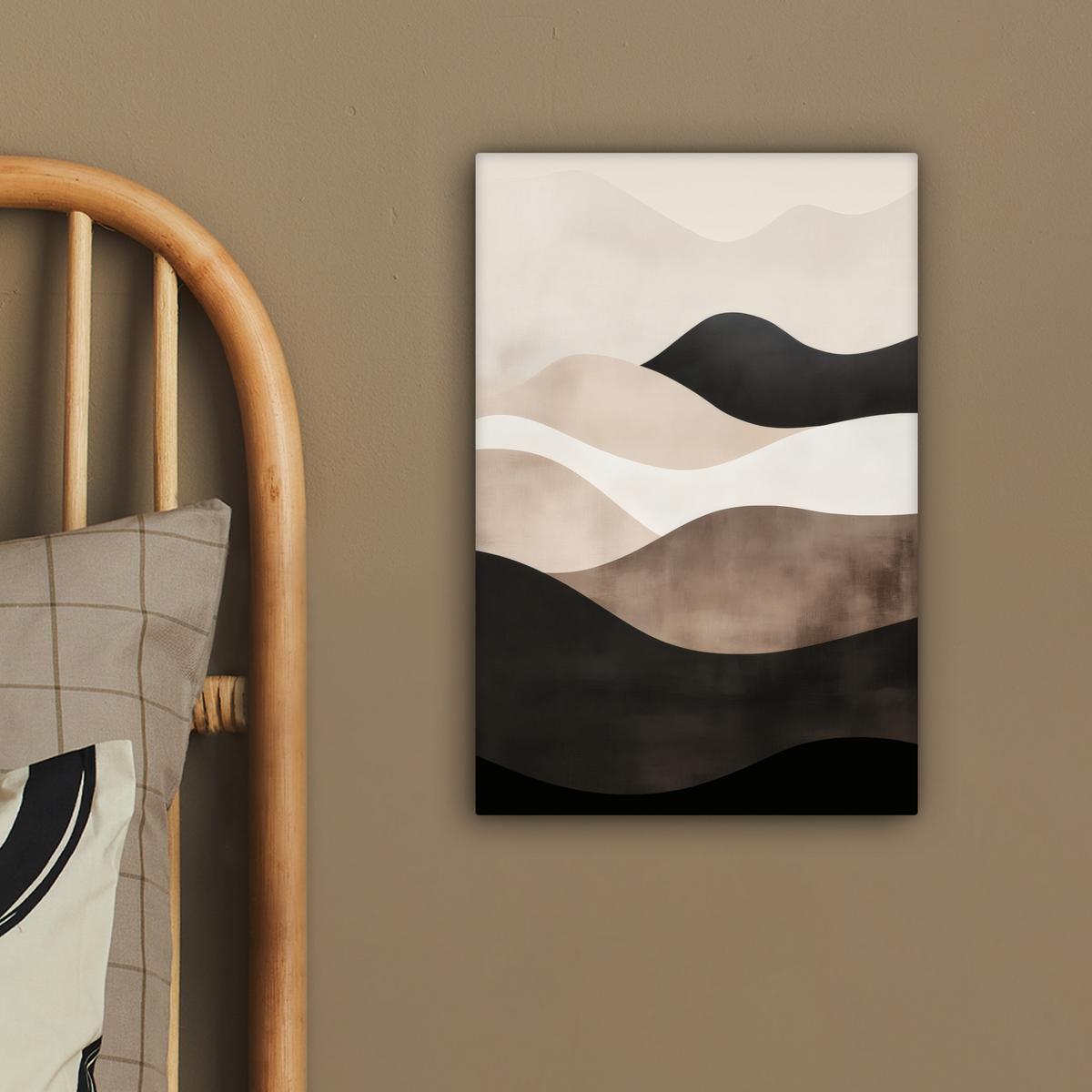 LEINWANDBILD Abstrakt - Landschaft - Wellen - Cremefarben Deko Wohnzimmer 20x30 cm - Cappuccino, Textil (20/30cm) - MuchoWow