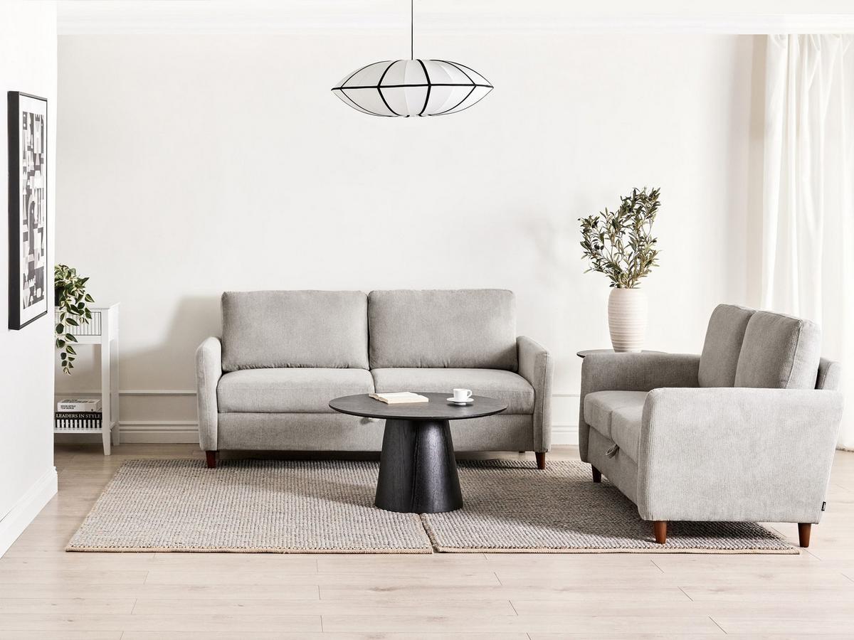 SOFA-SET 5-Sitzer Stoff Grau Mare - Dunkelgrau/Braun, Textil (184/88/77cm) - Beliani