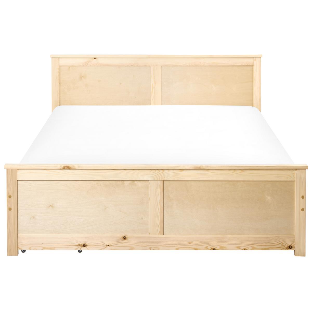 BETT mit 2 Schubladen 140/200 cm Kiefernholz Hellbraun Dauphin - Hellbraun, Holz (140/200cm) - Beliani