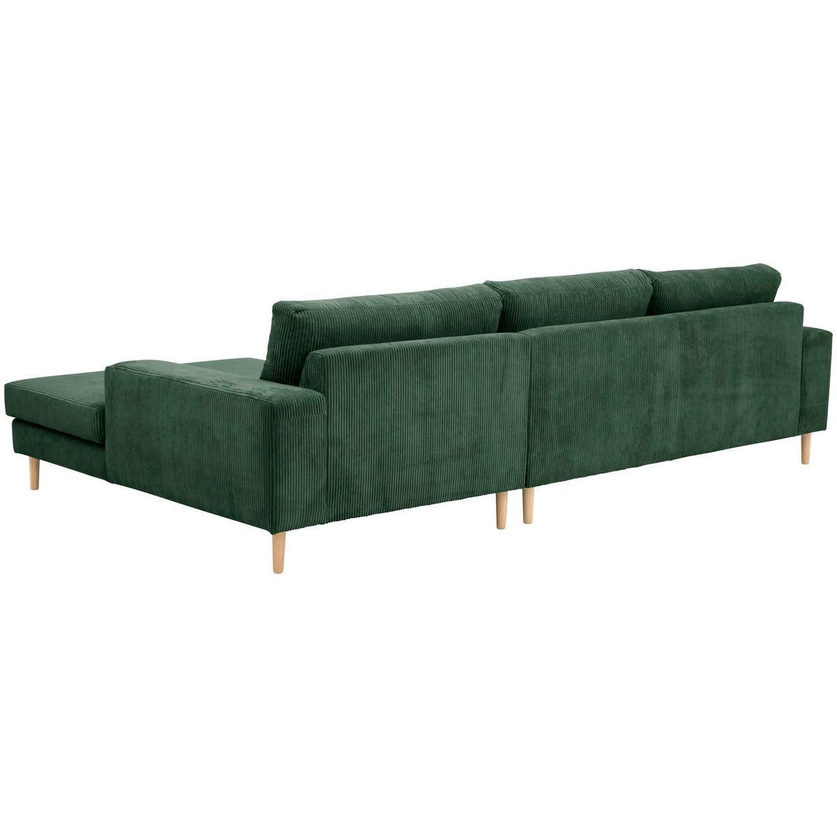 SOFA mit Longchair rechts Kaylynn Cordstoff dunkelgrün - Dunkelgrün, Kunststoff (175/294cm) - 58aufmkessel