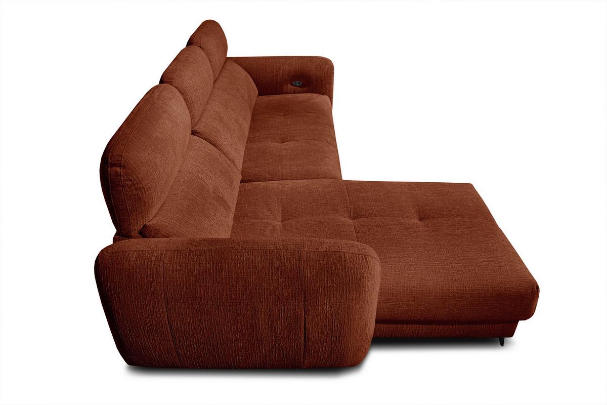 ECKSOFA SVEN 3-Sitzer, 1 Relax XL, verstellbare Kopfstützen, rot - Rot/Schwarz, Holzwerkstoff/Textil (256/163cm) - Wozimo