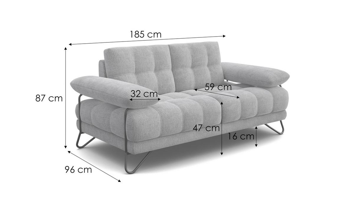 SOFA BUBBARA 2-Sitzer, beige - Beige/Schwarz, Holz/Textil (185/87/96cm) - Wozimo