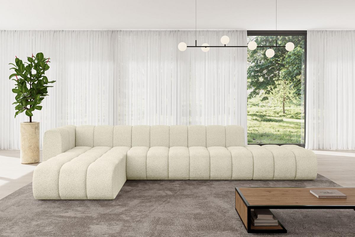 ECKSOFA modulares Sofa Zuvon-L2 - 387x177x70 cm Beige - Beige, Holzwerkstoff/Textil (387/177cm) - ALTDECOR