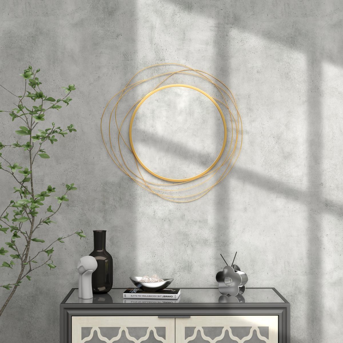 WANDSPIEGEL, Metall, Glas, Gold - Goldfarben, Metall (1/65/65cm) - HOMCOM