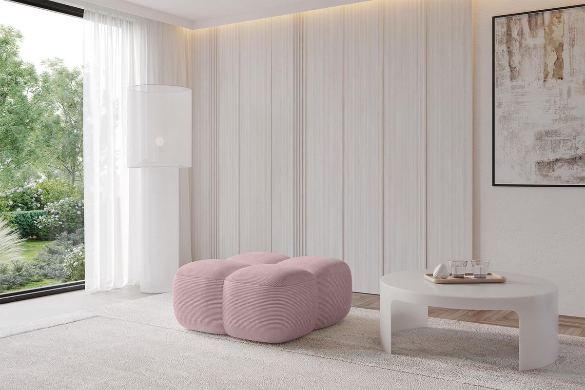 POUF Miko-Puf 90x90x45 cm Rosa Cord Modular Sitzhocker - Schwarz/Rosa, Holzwerkstoff/Kunststoff (90/43/90cm) - ALTDECOR