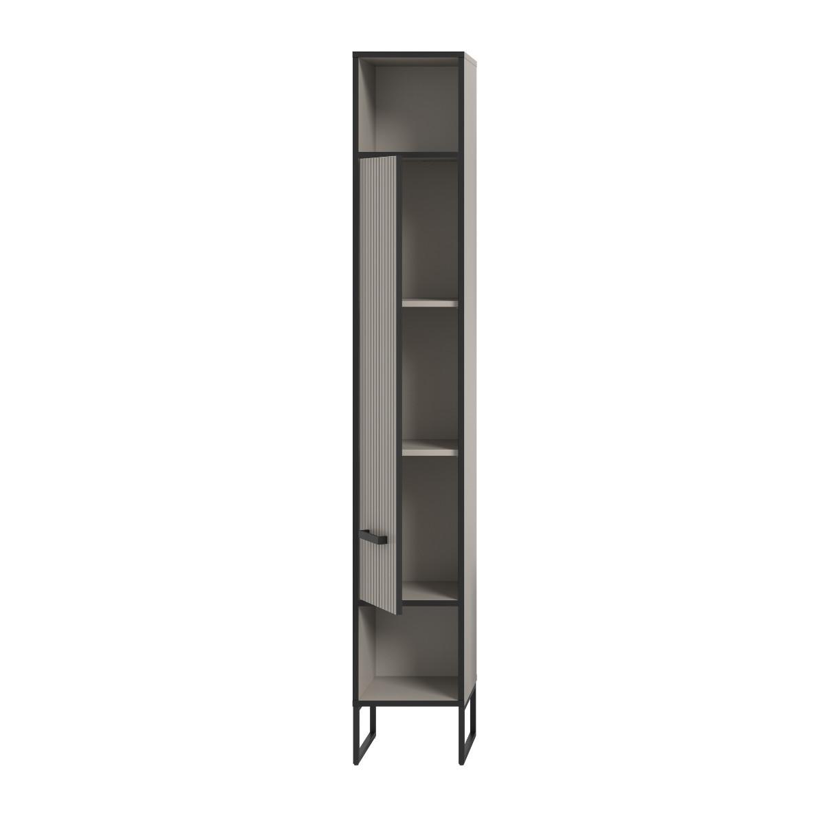 BADEZIMMERSCHRANK mit 1 Tür und 2 Nischen, Kaschmir 32/192/30 cm - Beige, Holzwerkstoff (32/192/37.4cm) - Calicosy