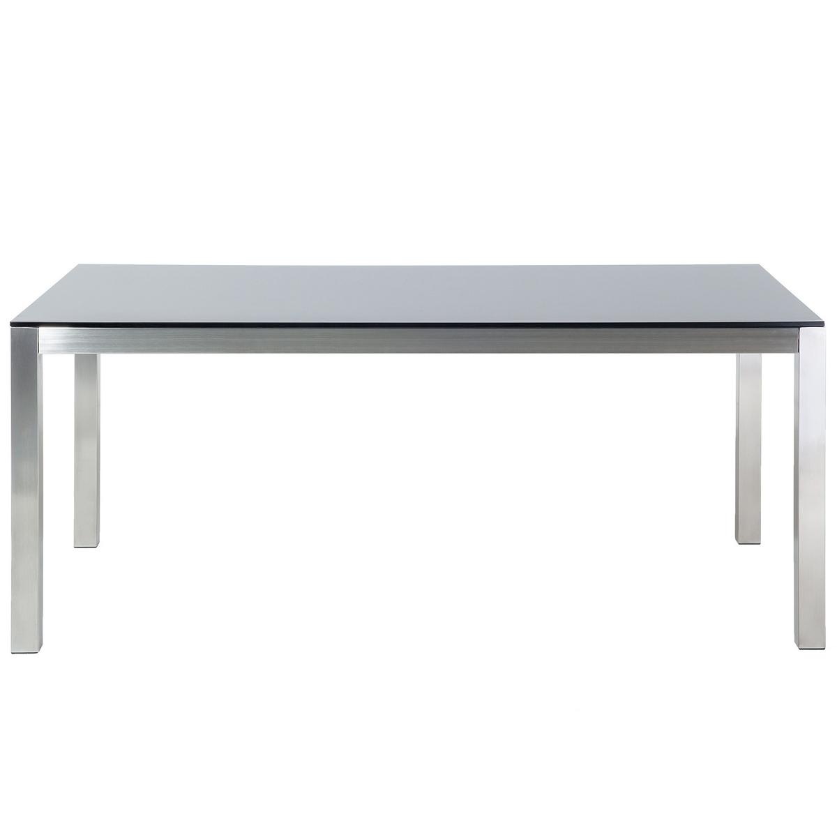 GARTENTISCH Glas schwarz 180/90 cm Grosseto - Silberfarben/Schwarz, Glas (180/90/76cm) - Beliani