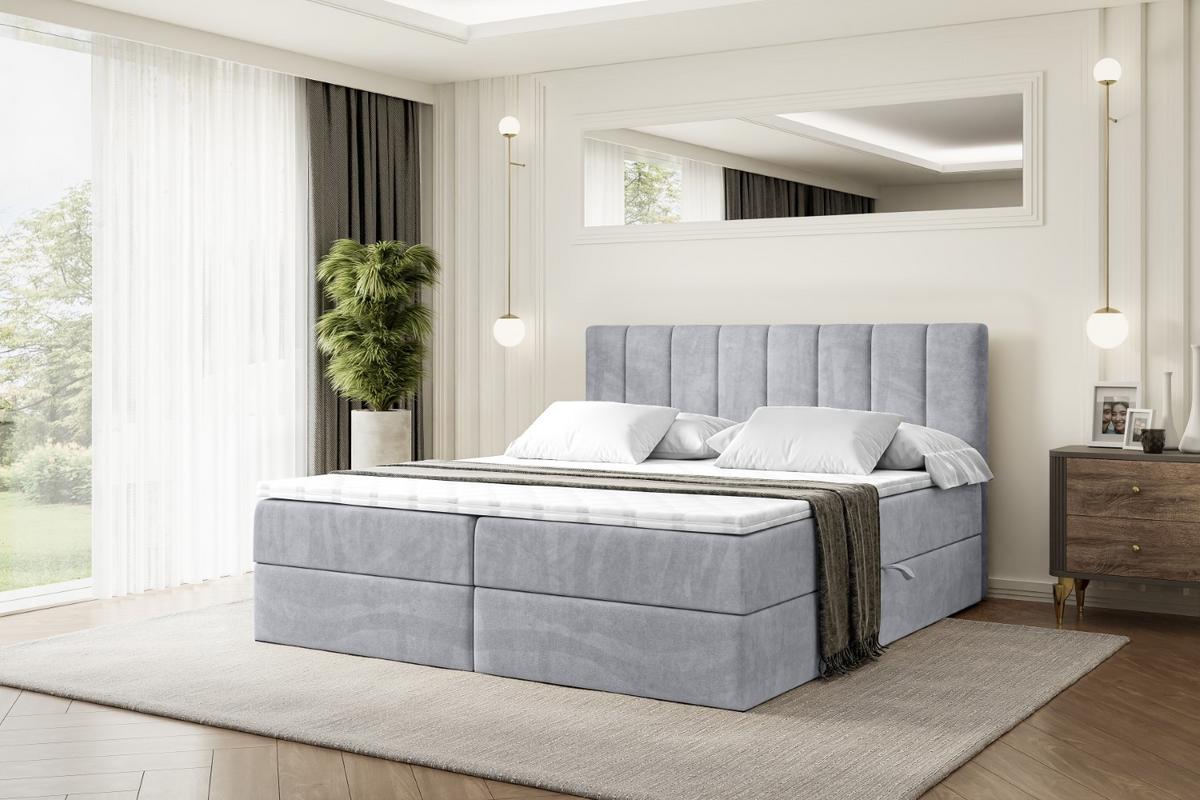 BOXBETT mit Matratze H4 und Lattenrost - OTTA - 140x200 cm - H4 - Hellgrau - Hellgrau, Holzwerkstoff (140/200cm) - ALTDECOR