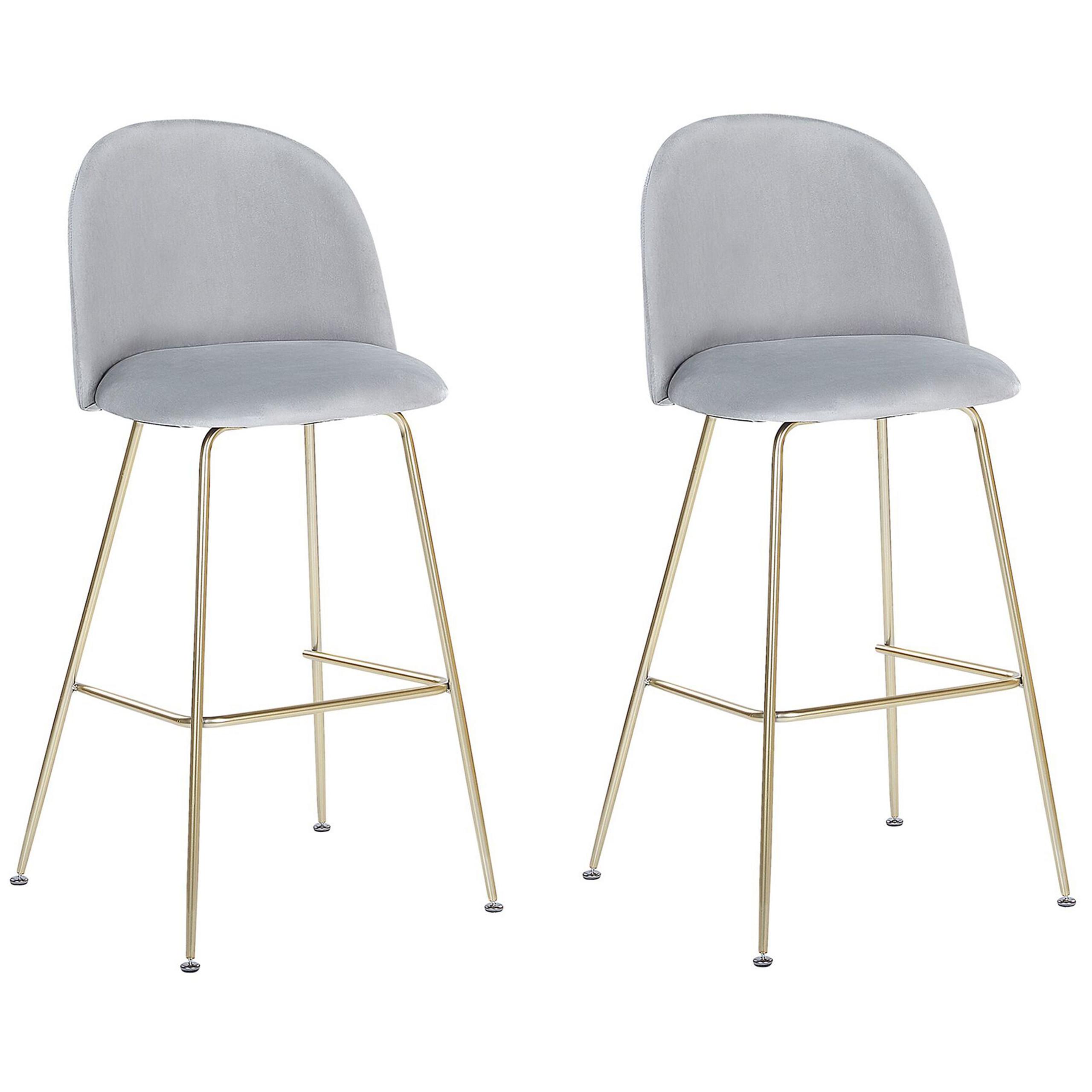 BARSTUHL 2er-Set Samtstoff Grau Arcola - Grau, Textil/Metall (52/114/54cm) - Beliani