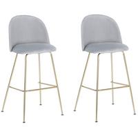 BARSTUHL 2er-Set Samtstoff Grau Arcola - Grau, Textil/Metall (52/114/54cm) - Beliani