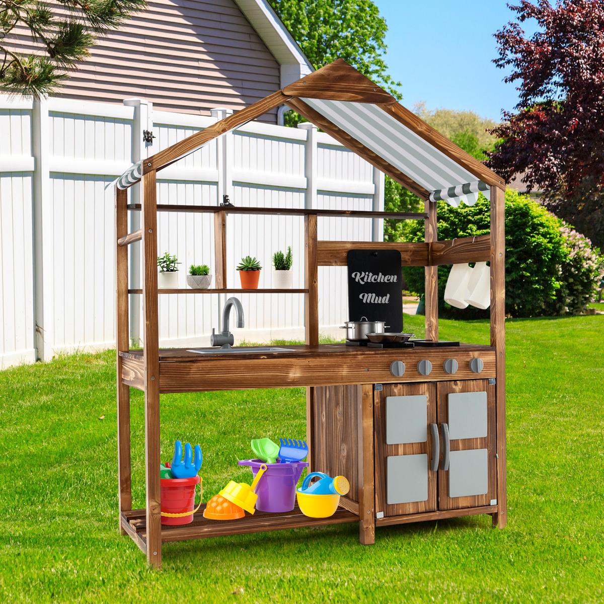 KINDERKÜCHE Outdoor Natur - Naturfarben, Holz (42/100/126cm) - COSTWAY