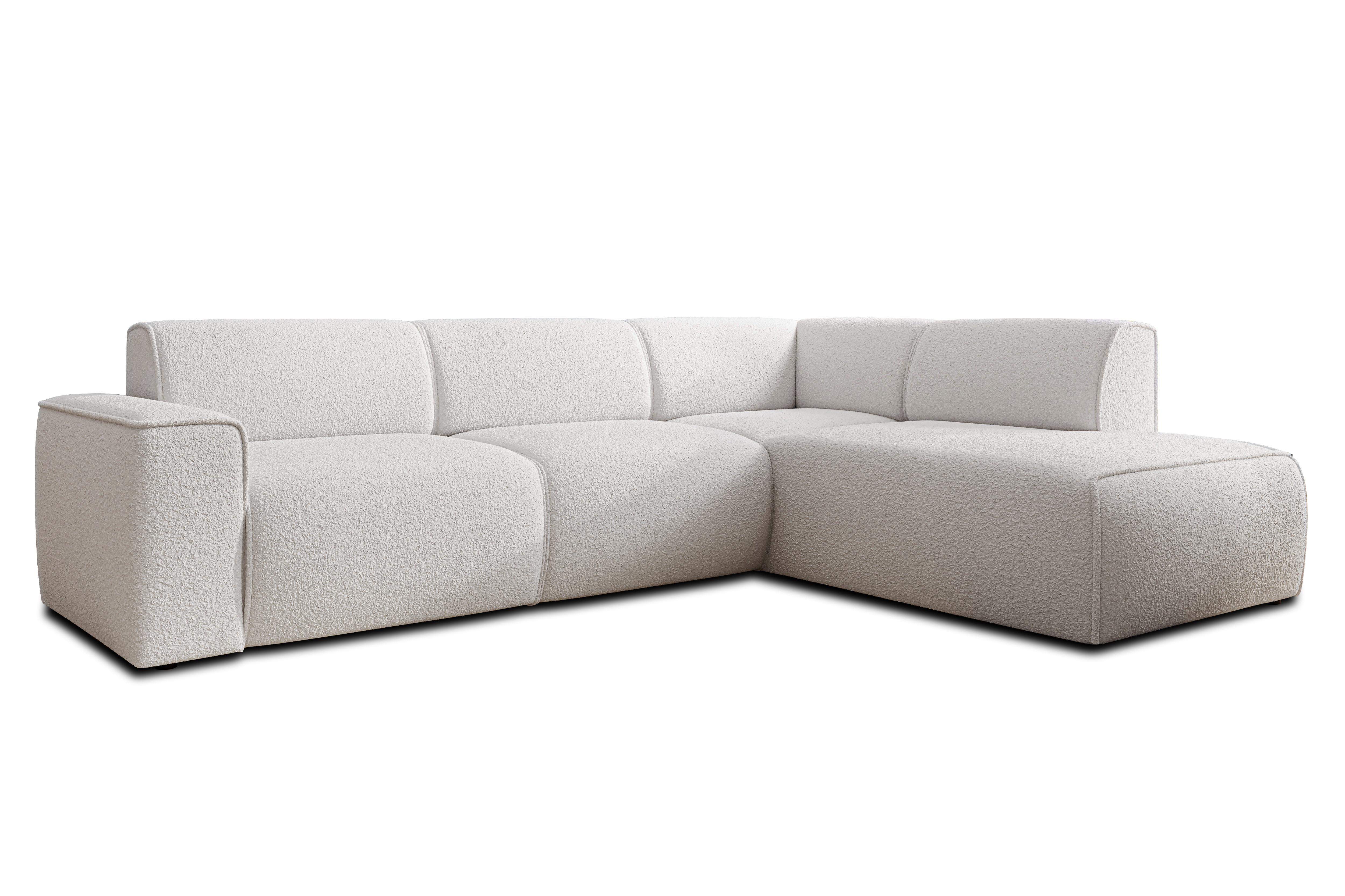 ECKSOFA L Form Didim Weiß 292/220/78 cm – großes Sofa stilvoll & bequem R - Schwarz/Weiß, Kunststoff/Textil (292/220cm) - AX Living