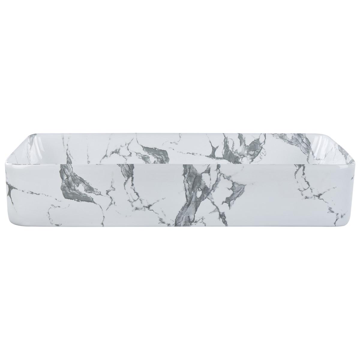 AUFSATZWASCHBECKEN Weißer Marmor 62/35 cm Keramik Ipala - Weiß, Keramik (62/11/35cm) - Beliani