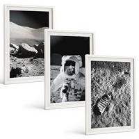 BILDER SET 3er Set - 40x60 cm Weißer Rahmen - NASA-Fotos vom Mond Astronaut - Weiß, Kunststoff (40/60cm) - TULUP