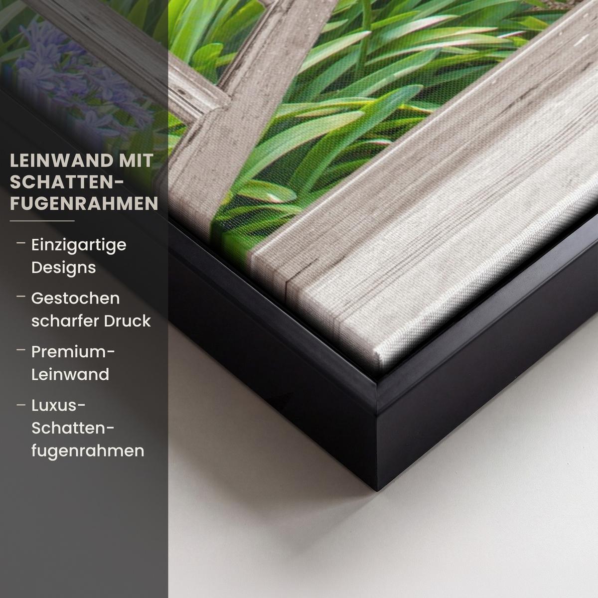 LEINWAND Bilder mit Rahmen - Hortensie - Durchsichtig - Blumen - Sommer - Lila - Weg - 50x50 - Lila, Textil (50/50cm) - MuchoWow