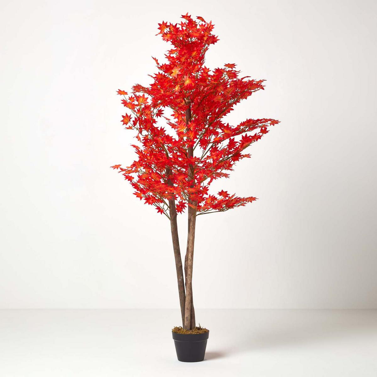 KUNSTBAUM Ahorn orange-rot, 160 cm - Orange, Kunststoff (160cm) - Homescapes