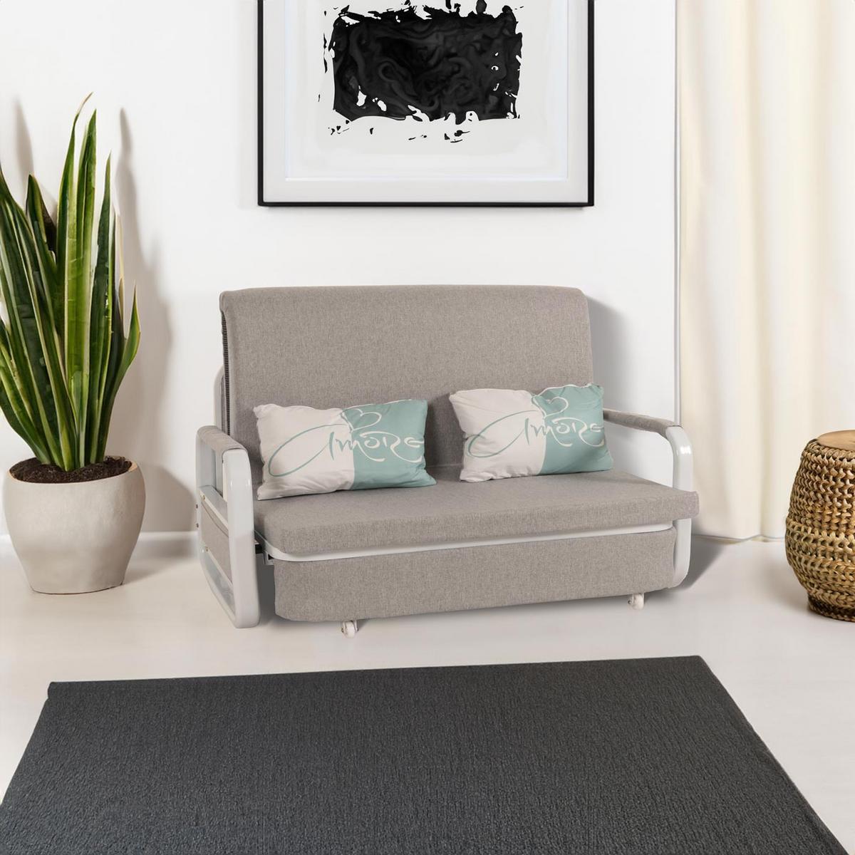 SCHLAFSOFA Grau - Hellgrau/Grau, Textil (130/71/185cm) - MCW
