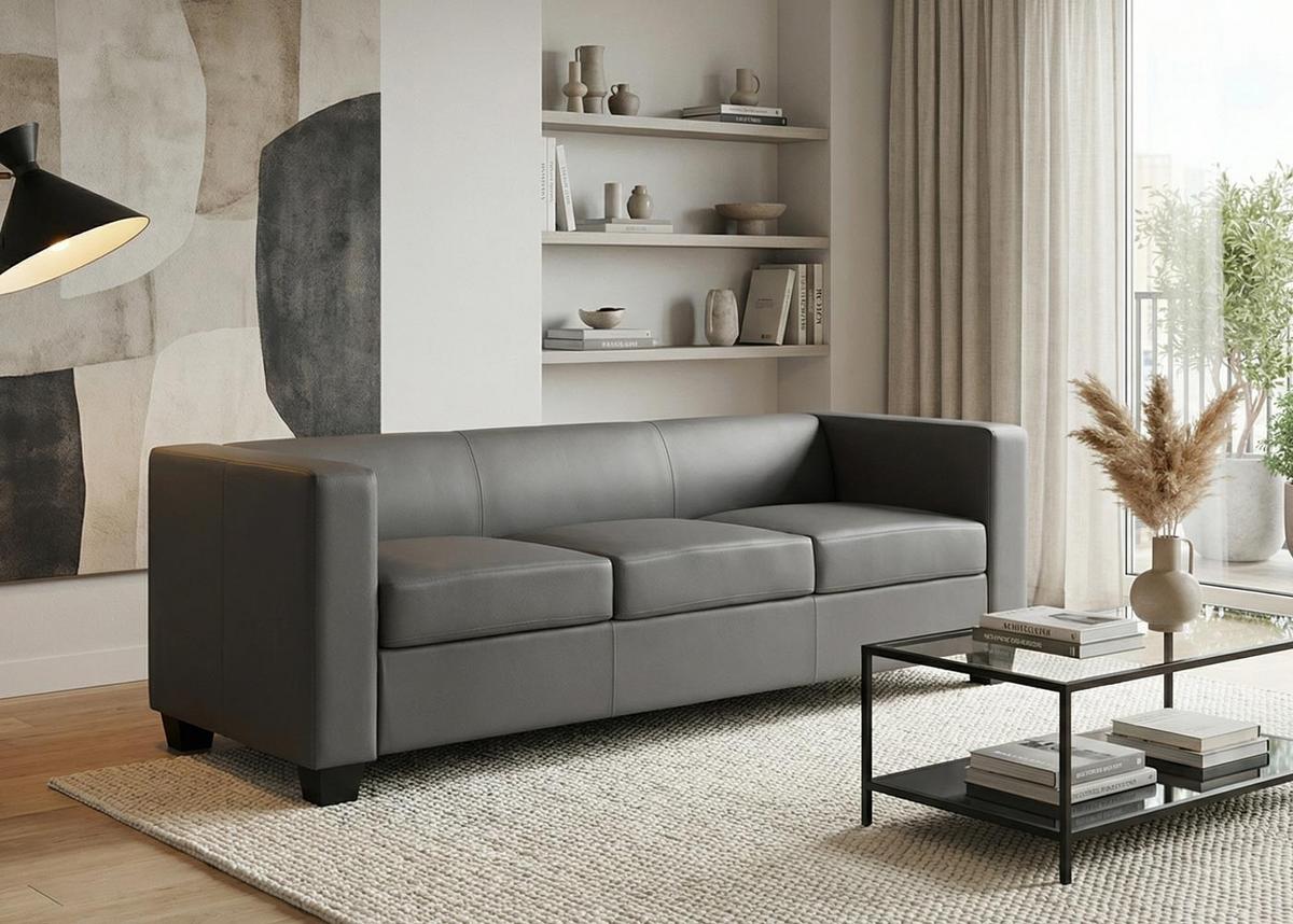 3ER SOFA Grau - Dunkelgrau/Grau, Textil (191/70/75cm) - MCW
