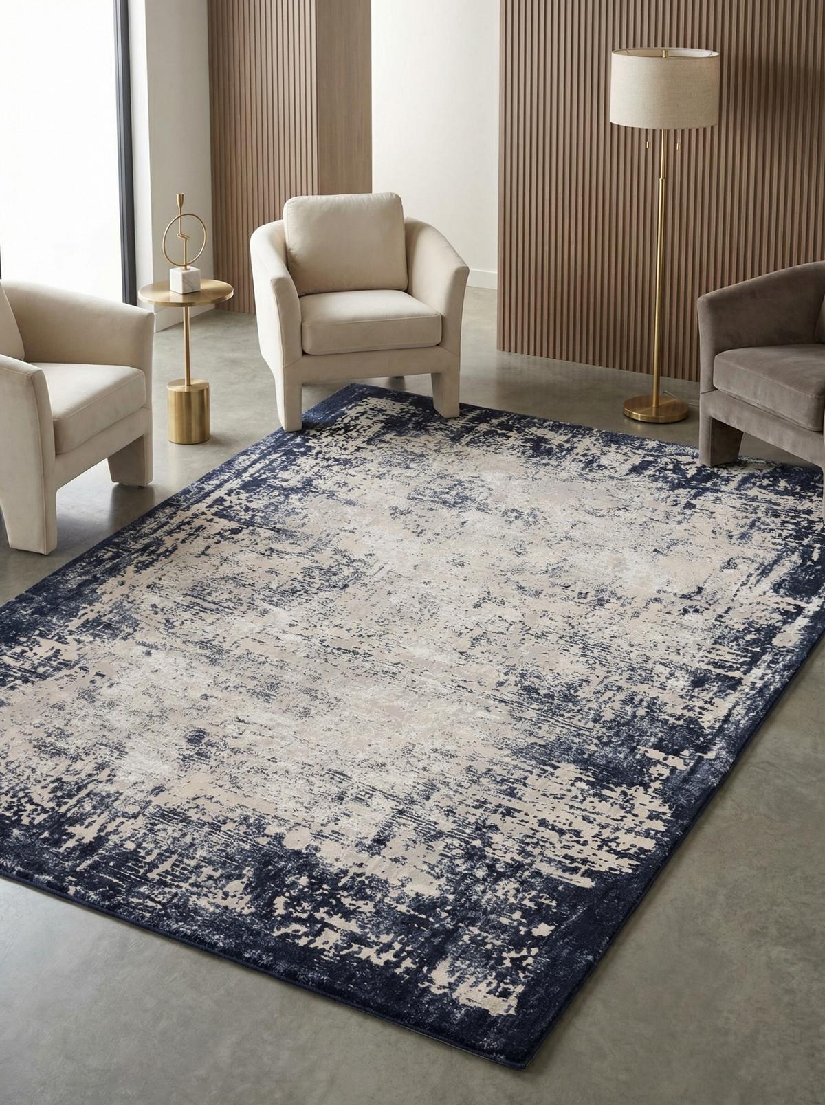 TEPPICH TIBER-Rieti, abstrakt, Dunkelblau, 160 x 230 cm - Blau, Textil (230/160cm) - KADIMA DESIGN